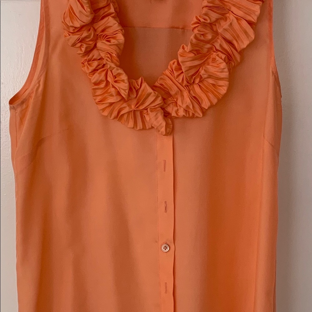 Beautiful blouse with raffles around the collar.